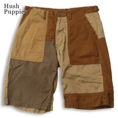 Hush Puppies ハッシュパピー 春夏★ パッチワーク 切替 クレイジーパターン ハーフ ショート パンツ Sz.L メンズのサムネイル