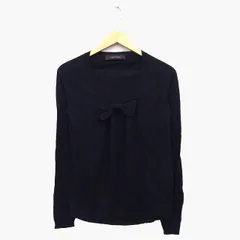 ジュエルチェンジズ Jewel Changes アローズ ニット カットソー 長袖 丸首 ウール混 アンゴラ混 無地 シンプル リボン 切替リブ 薄手 ブラック 黒 /HT21のサムネイル