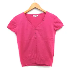 N.Natural Beauty Basic N.ナチュラルビューティーベーシック カットソー Tシャツ シンプル ハーフボタン 切替リブ 半袖 Vネック コットン 綿 M チェリーピンク /HT21のサムネイル