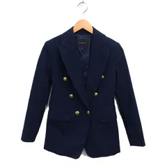バナナリパブリック BANANA REPUBLIC テーラード ジャケット ダブル コットン 綿 総裏地 スリット 0 紺 ネイビー /NT26のサムネイル