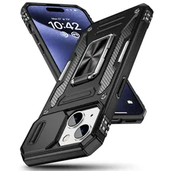 【新品】 GTUJWN 対応 iPhone 15 用の ケース リング付き 全面保護 耐衝撃 スタンド機能 米軍MIL カバー PC+TPUバンパー レンズ保護 車載ホルダー 指紋防止 黄ばみなし 薄型 滑り止め 擦り傷防止 耐久 スマホケース 対応 アイフォのサムネイル