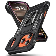 【新品】 GTUJWN 対応 iPhone 17 Pro Max 用の ケース リング付き 全面保護 耐衝撃 スタンド機能 米軍MIL カバー PC+TPUバンパー レンズ保護 車載ホルダー 指紋防止 黄ばみなし 薄型 滑り止め 擦り傷防止 耐久 スマホケースのサムネイル