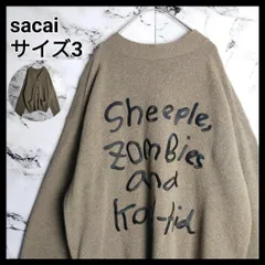 【希少】sacai × MADSAKI サカイ マッドサキ カーディガン 3(L相当) 茶 刺繍ロゴ コラボ ウール ゆったり オーバーサイズ 完売のサムネイル
