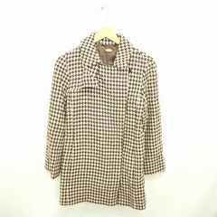 ロペ ROPE コート アウター ステンカラー ミドル 千鳥格子 ウール 7AR 茶 薄茶 ブラウン ライトベージュ /TT16のサムネイル