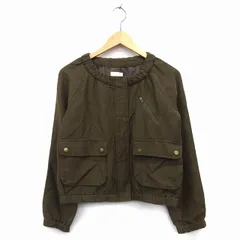 レイビームス Ray Beams ノーカラー ジャケット ショート丈 ウール混 麻混 無地 カーキ /HT18のサムネイル