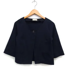 テチチ Te chichi ノーカラー ジャケット クロップド アウター 七分袖 M 紺 ネイビー /NT25のサムネイル