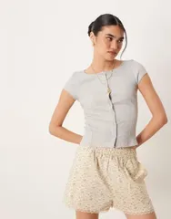 フリーピープル レディース トップス Tシャツ Free People most wanted button up tee in heather HEATHER GRAY グレーのサムネイル