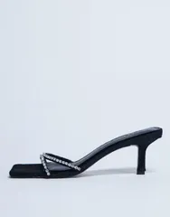 トップショップ レディース シューズ サンダル レザー ヒール Topshop Astrid diamante heeled mules real leather pony Black pony ブラのサムネイル