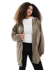 エイソス レディース アウター ジャケット・ブルゾン コート ASOS Curve ASOS DESIGN Curve rubberized rain coat in mushroom Mushrooのサムネイル