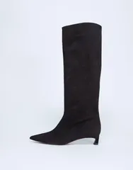 トップショップ レディース シューズ ブーツ・レインブーツ レザー Topshop Sophie Premium leather point toe knee high boots in chocolのサムネイル