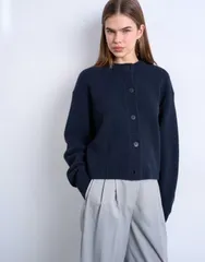 トップショップ レディース アウター カーディガン ウール ニット Topshop knit premium 100 lambswool cardiganavy ネイビーのサムネイル