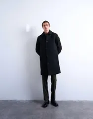 トップマン メンズ アウター コート ウール Topman wool blend car coat Black ブラックのサムネイル