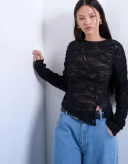 トップショップ レディース トップス タンクトップ アシンメトリー レース Topshop lace asymmetric top black ブラックのサムネイル