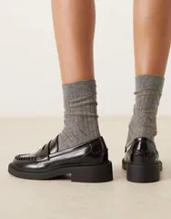エイソス レディース シューズ スリッポン・ローファー ローファー ASOS DESIGN Minerva loafers Black ブラックのサムネイル