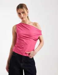 エイソス レディース トップス シャツ コットン ASOS DESIGN cotton off shoulder top in magenta マゼンタのサムネイル