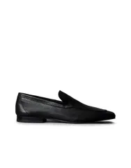 カルバンクライン レディース シューズ スリッポン・ローファー レザー Calvin Klein square toe leather loafer with piping detail Blackのサムネイル
