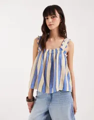 エイソス レディース トップス シャツ ASOS DESIGN Delilah beach cami top stripes Blue Stripe ブルーのサムネイル