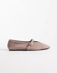 エイソス レディース シューズ パンプスエード ASOS DESIGN Lively premium suede Mary Jane ballet flats in blush ブラッシュのサムネイル