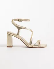 エイソス レディース シューズ サンダル ヒール ASOS DESIGN Highgate mid block heel sandals GOLD ゴールドのサムネイル