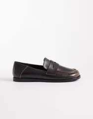 エイソス レディース シューズ スリッポン・ローファー レザー ASOS DESIGN Marble premium leatheround toe loafers burnished leatherのサムネイル