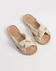 エイソス レディース シューズ サンダル ASOS DESIGN Wide Fit Jade knotted espadrille mules inatural NATURALのサムネイル