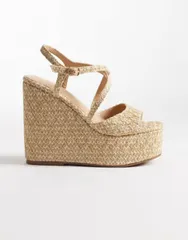 エイソス レディース シューズ サンダル ASOS DESIGN Trista espadrille wedges inatural with gold flecks NATURAL ゴールドのサムネイル