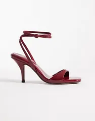 エイソス レディース シューズ サンダル ヒール ASOS DESIGN Hope barely there mid heel stiletto sandals in dark Burgundy バーのサムネイル