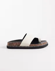 エイソス レディース シューズ サンダル ASOS DESIGN Floris toe loop flat sandals in offwhite croc Off white croc オフホワイトのサムネイル