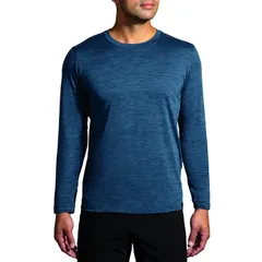 ブルックス メンズ トップス シャツ Brooks Luxe Long Sleeve Heather Blue Slate スレートのサムネイル
