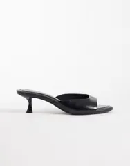 エイソス レディース シューズ サンダル ヒール ASOS DESIGN HighFive kitten heel mules Black ブラックのサムネイル