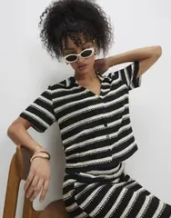 リバーアイランド レディース トップス シャツ ニット River Island textured knit shirt part of a set Black ブラックのサムネイル