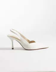 エイソス レディース シューズ ヒール ASOS DESIGN Wide Fit Sabrina slingback stiletto heels IVORY アイボリーのサムネイル