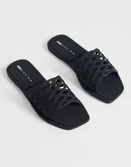 エイソス レディース シューズ サンダル ASOS DESIGN Faris woven jelly flat mules Black ブラックのサムネイル