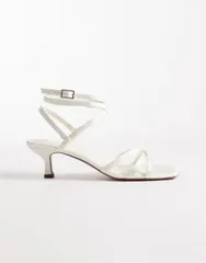 エイソス レディース シューズ サンダル サテン ヒール ASOS DESIGN Haze strappy kitten heel sandalsatin Ivory Satin アイボリーのサムネイル