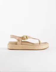 エイソス レディース シューズ サンダル ASOS DESIGN Fern flip flop sandals inatural raffia Beige Raffia ベージュのサムネイル