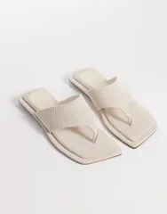 エイソス レディース シューズ サンダル リネン ASOS DESIGN Feline square toe sandals inaturalinen Stone Linen ストーンのサムネイル