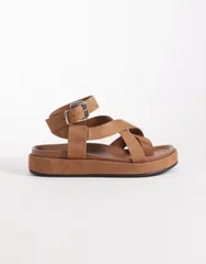 エイソス レディース シューズ サンダル スエード ASOS DESIGN Faye crossstrap footbed sandals in taupe suedette Taupe suedetのサムネイル