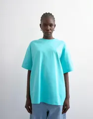 トップショップ レディース トップス Tシャツ Topshopremium interlock oversized tee in light BLUE ブルーのサムネイル