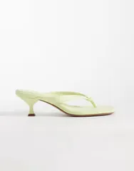 エイソス レディース シューズ サンダル ヒール ASOS DESIGN Havana flip flop kitten heel sandals in lime LIGHT GREEN グリーンのサムネイル