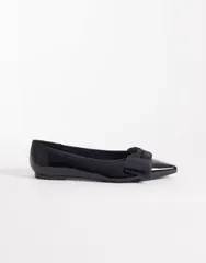 エイソス レディース シューズ パンプス ASOS DESIGN Langston bow pointed ballet flats Black ブラックのサムネイル