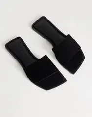 トップショップ レディース シューズ サンダル スエード Topshop Sara real suede flat mule sandals Black ブラックのサムネイル