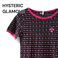 HYSTERIC GLAMOUR ヒステリックグラマー レディース 半袖 Tシャツ FREE ブラック ピンク 総柄 リンガーT キノコ 音符 HG 刺繍 ワッペン オゾンコミュニティ 日本製 Y2K  1519BCのサムネイル