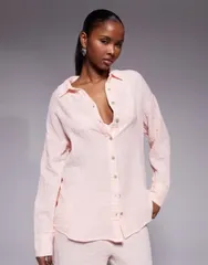 リバーアイランド レディース トップス シャツ River Islandouble lined muslin beach shirt LIGHT PINK ピンクのサムネイル