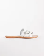 エイソス レディース シューズ サンダル ASOS DESIGN Feature interlocking straps flat sandals WHITE ホワイトのサムネイル
