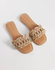 エイソス レディース シューズ サンダル ASOS DESIGN Wide fit Faina weave flat sandals inatural fabricationatural fabricのサムネイル
