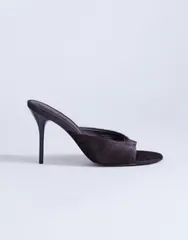 トップショップ レディース シューズ サンダル レザー ヒール Topshop Nasim higheeled mule in chocolate hair on realeather Chocolaのサムネイル