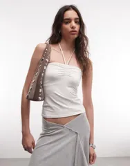 モンキ レディース トップス Tシャツ ホルター Monki tie back halter top White ホワイトのサムネイル
