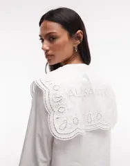 オールセインツ レディース トップス シャツ レース AllSaints Marie long sleeve broderie lace shirt Optic white ホワイトのサムネイル