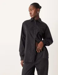 エイソス レディース トップス シャツ ASOS DESIGN oversized hotfix shirt part of a set black ブラックのサムネイル