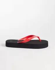 エイソス レディース シューズ サンダル ASOS DESIGN Flavio flip flops and Blackred ブラックのサムネイル